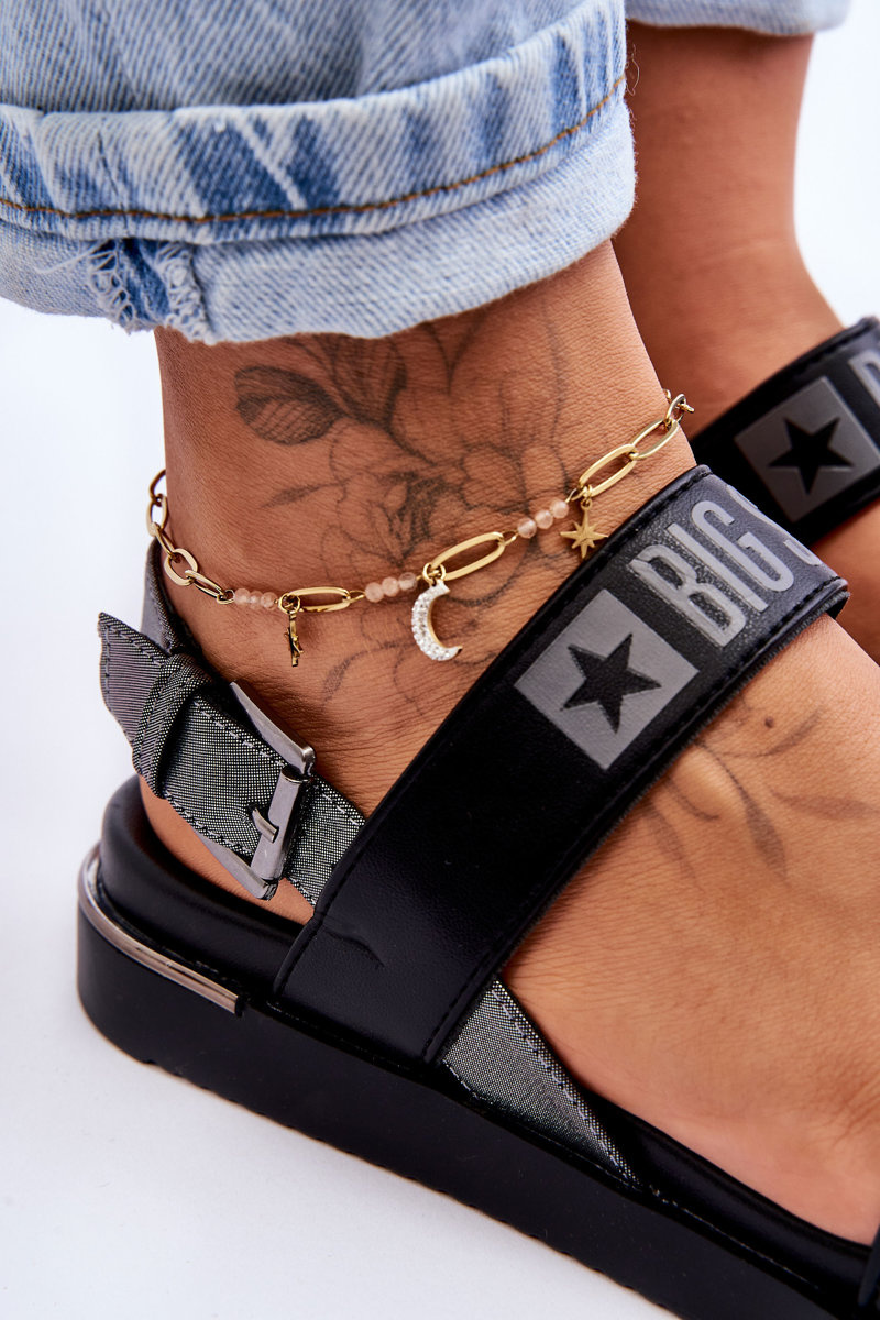 Damskie Płaskie Sandały Big Star LL274938 Czarne - obrazek 7