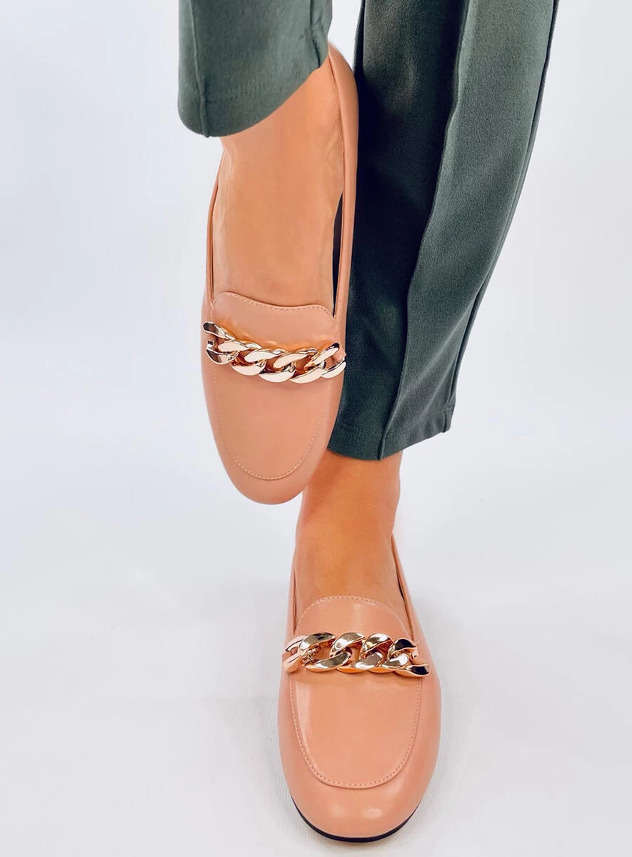 Mokasyny z łańcuchem ADDISON NUDE - obrazek 3