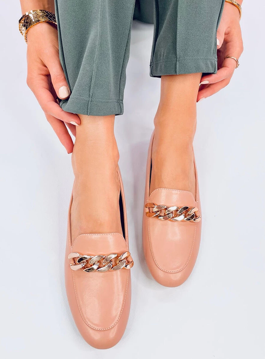 Mokasyny z łańcuchem ADDISON NUDE - obrazek 2