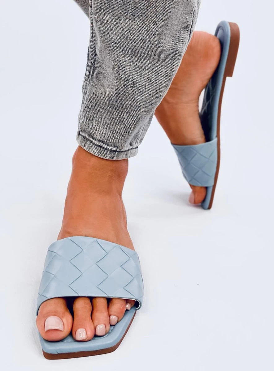 Klapki z kwadratową podeszwą SAHAR LT.BLUE - obrazek 3