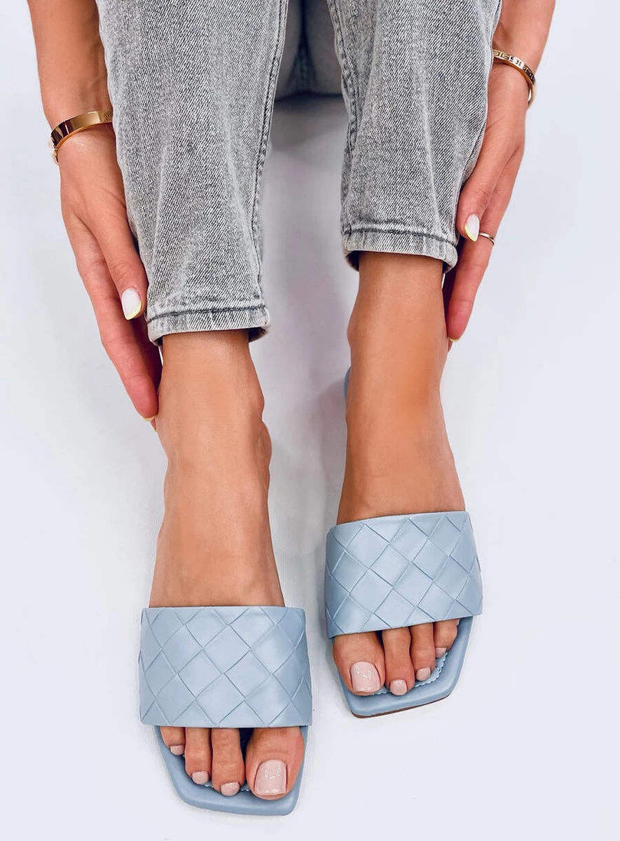 Klapki z kwadratową podeszwą SAHAR LT.BLUE - obrazek 5