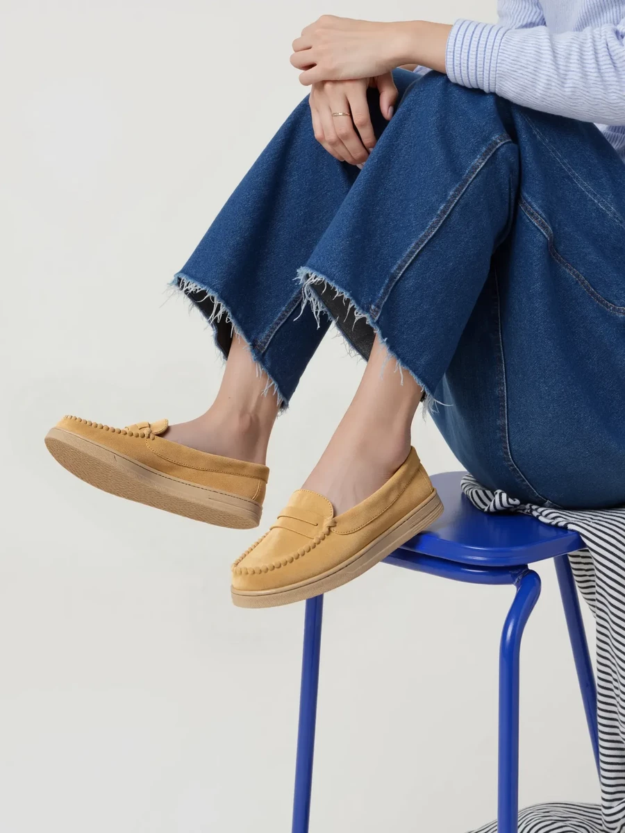 Damskie Mokasyny - Camel, Zamszowe Martina CAMEL