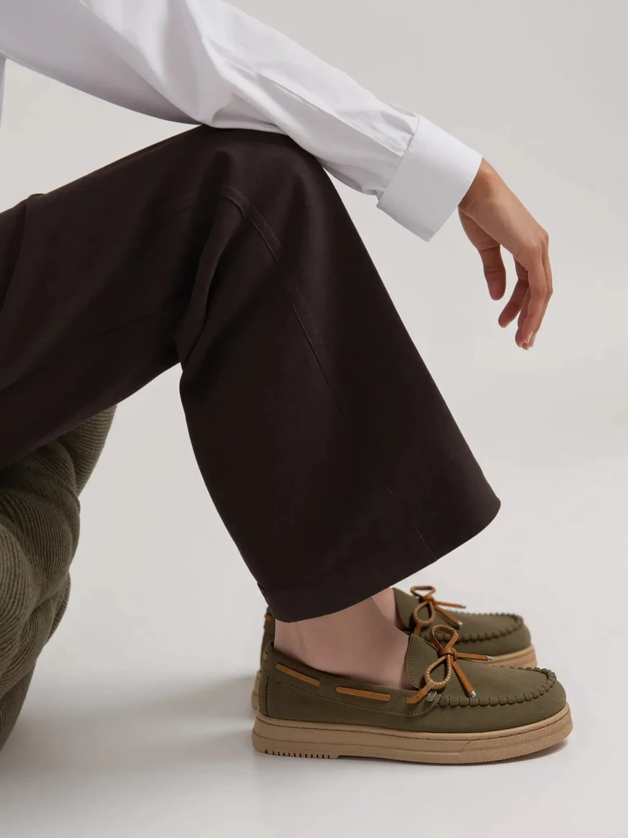 Damskie Mokasyny - Zielone, Zamszowe Lucia GREEN