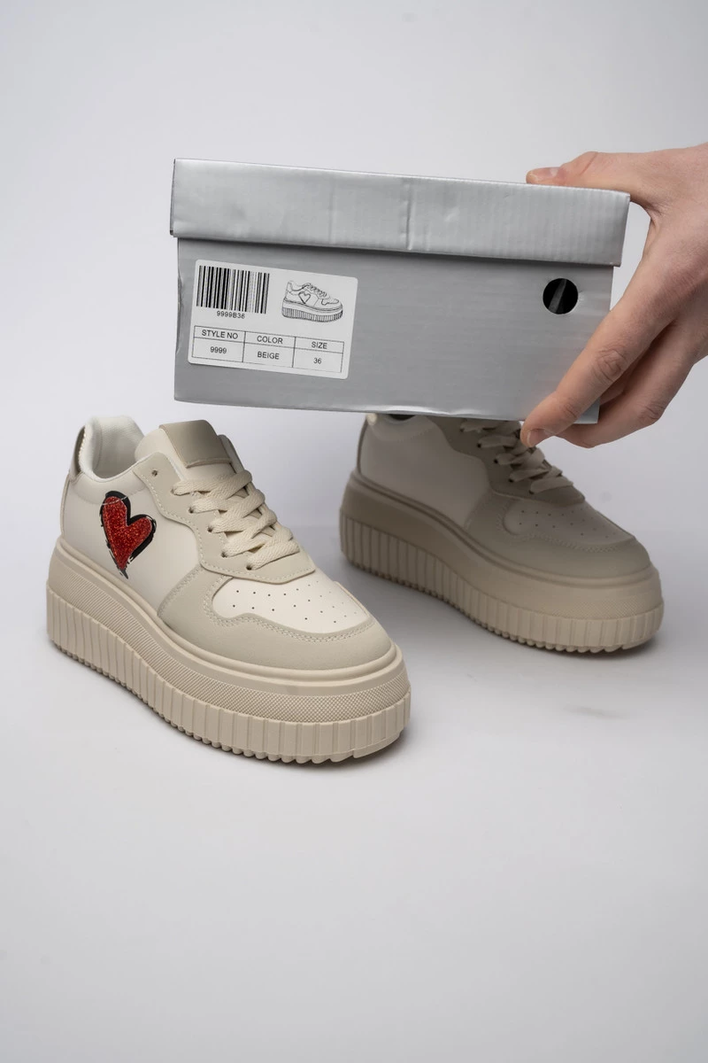 Damskie Sneakersy HEART BEIGE