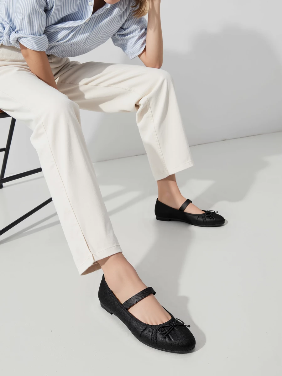 Damskie Baleriny VARENA - Black - obrazek 4