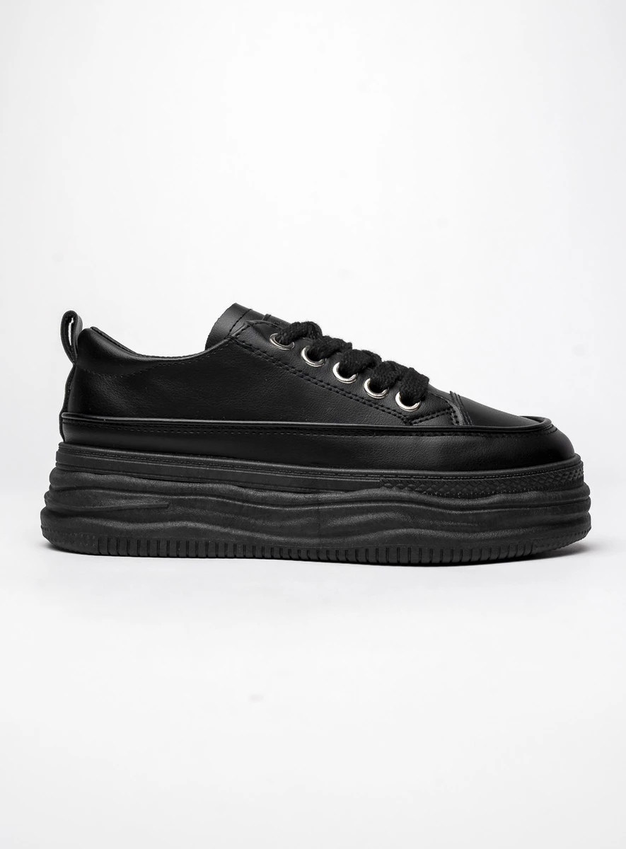 Damskie Sneakersy PLATFORMIA - Black - obrazek 5