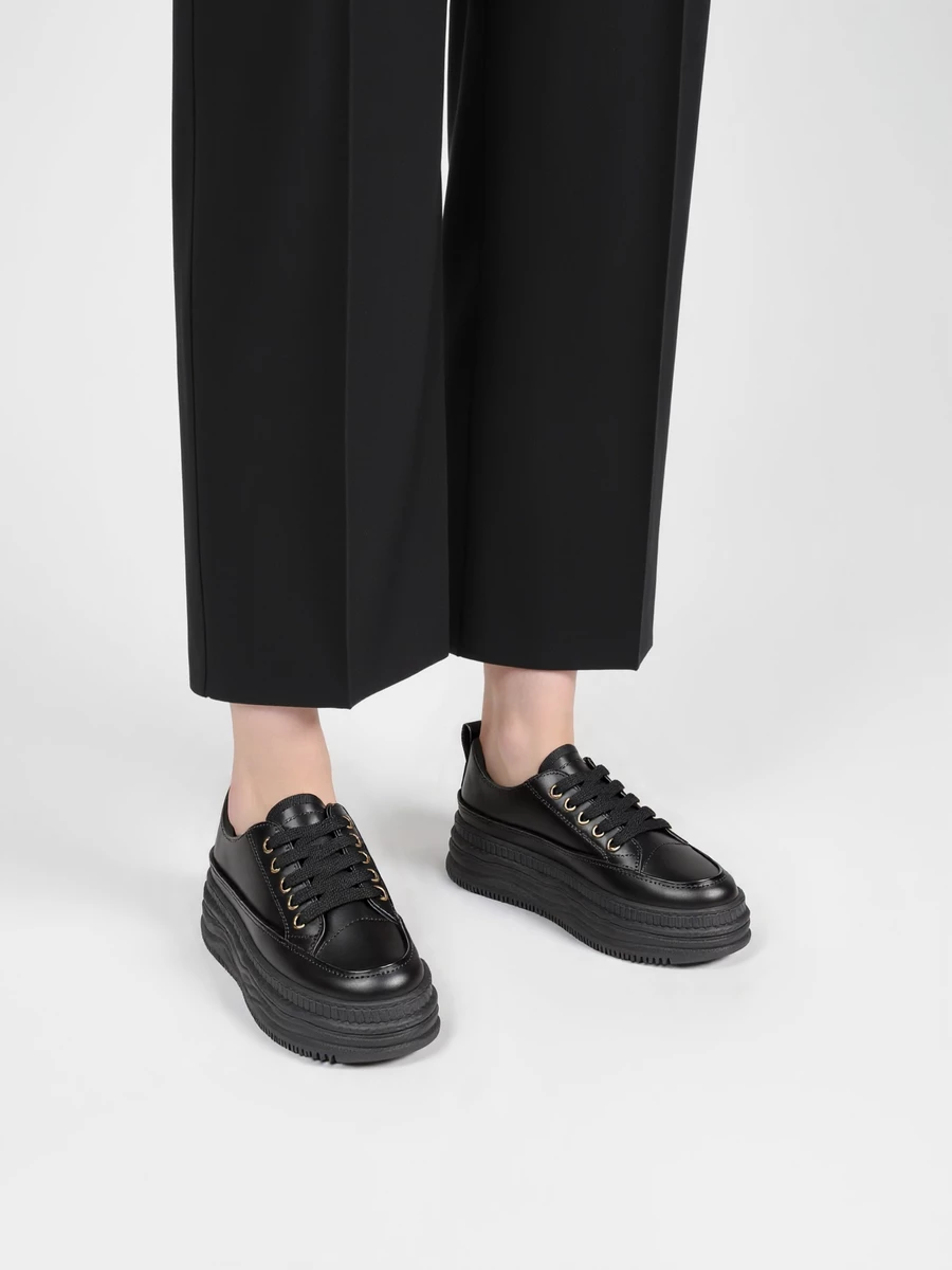 Damskie Sneakersy PLATFORMIA - Black - obrazek 3