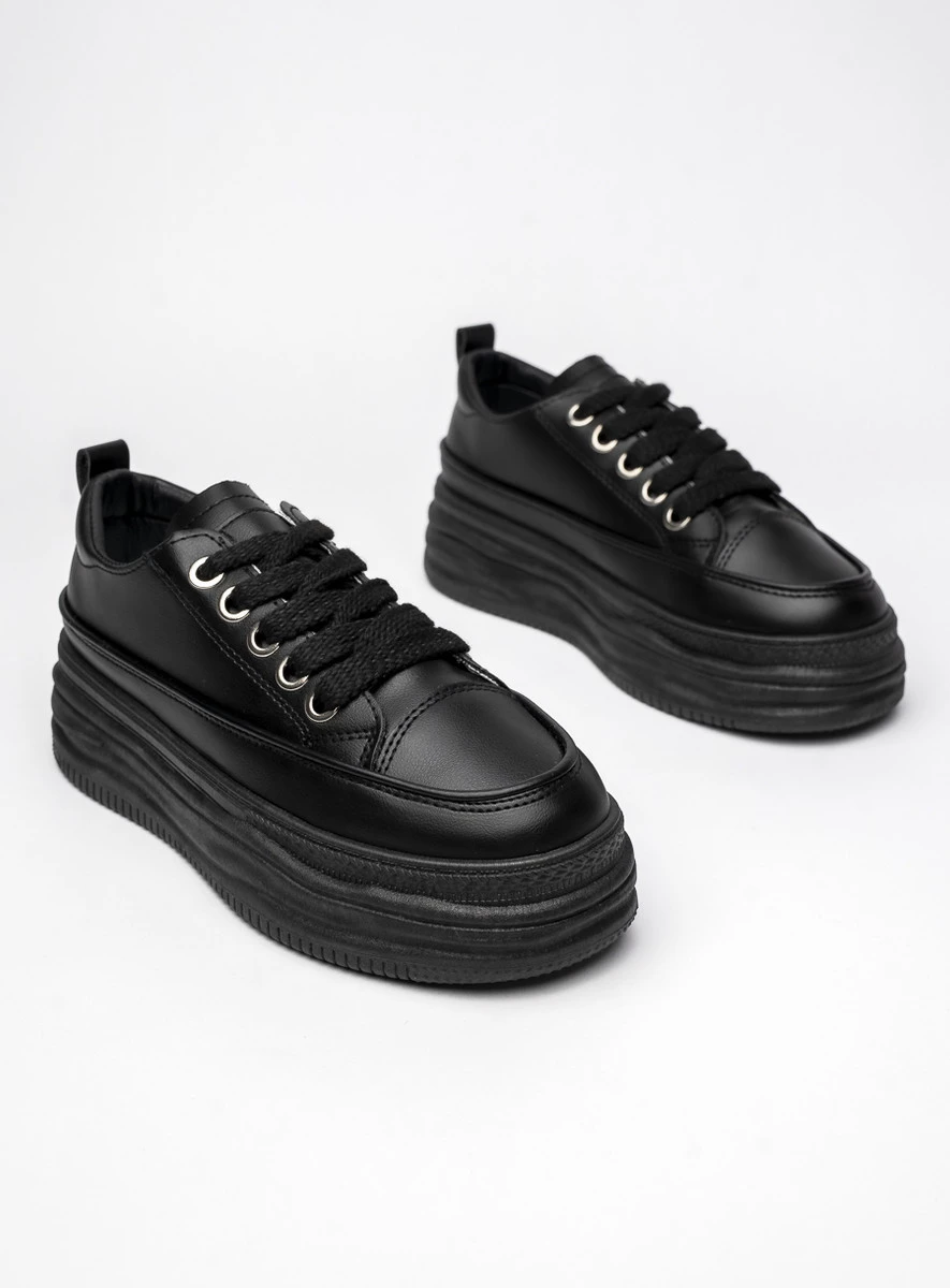Damskie Sneakersy PLATFORMIA - Black - obrazek 6