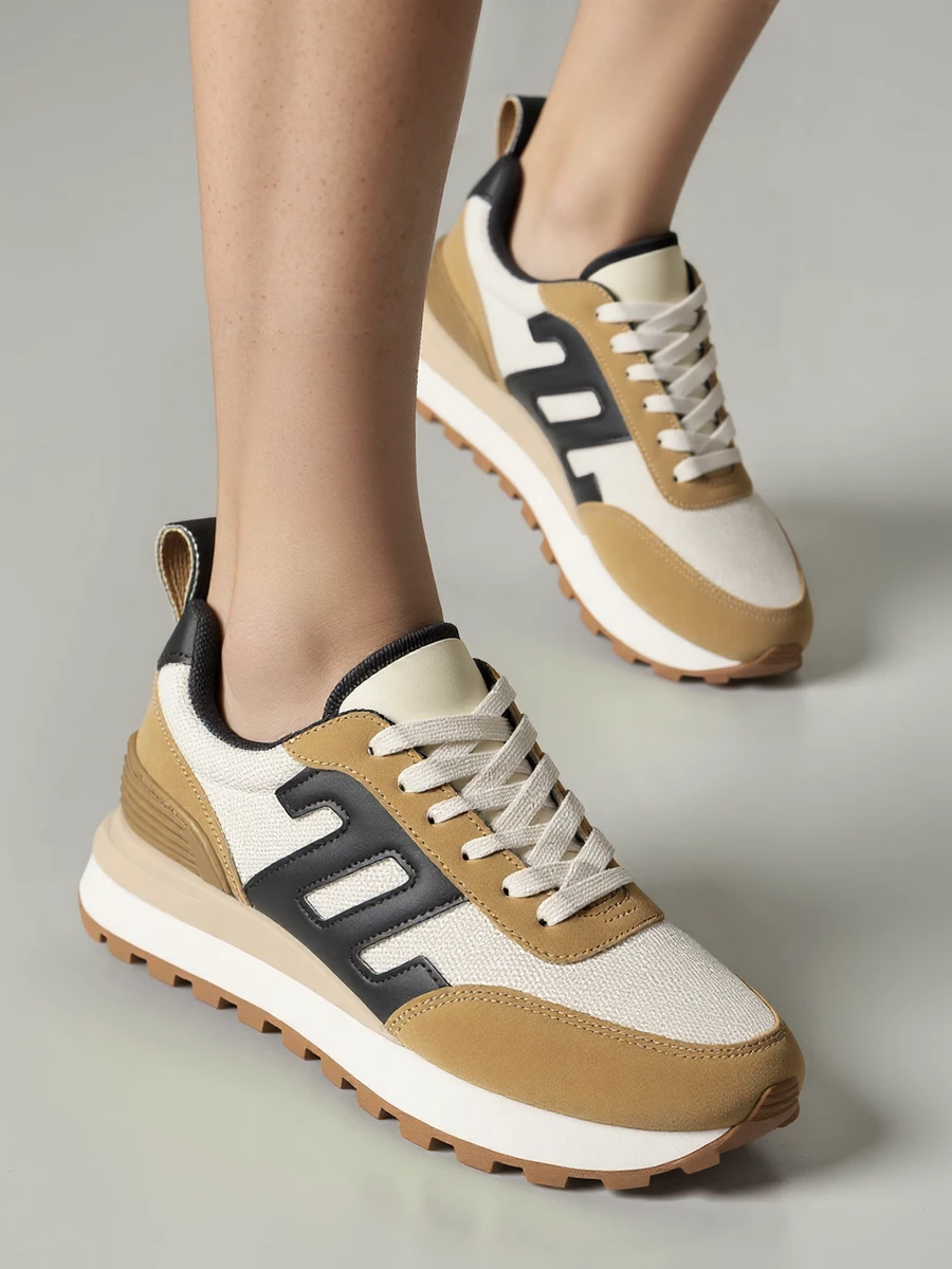 Damskie Sneakersy VENTO - Black/Camel - obrazek 2