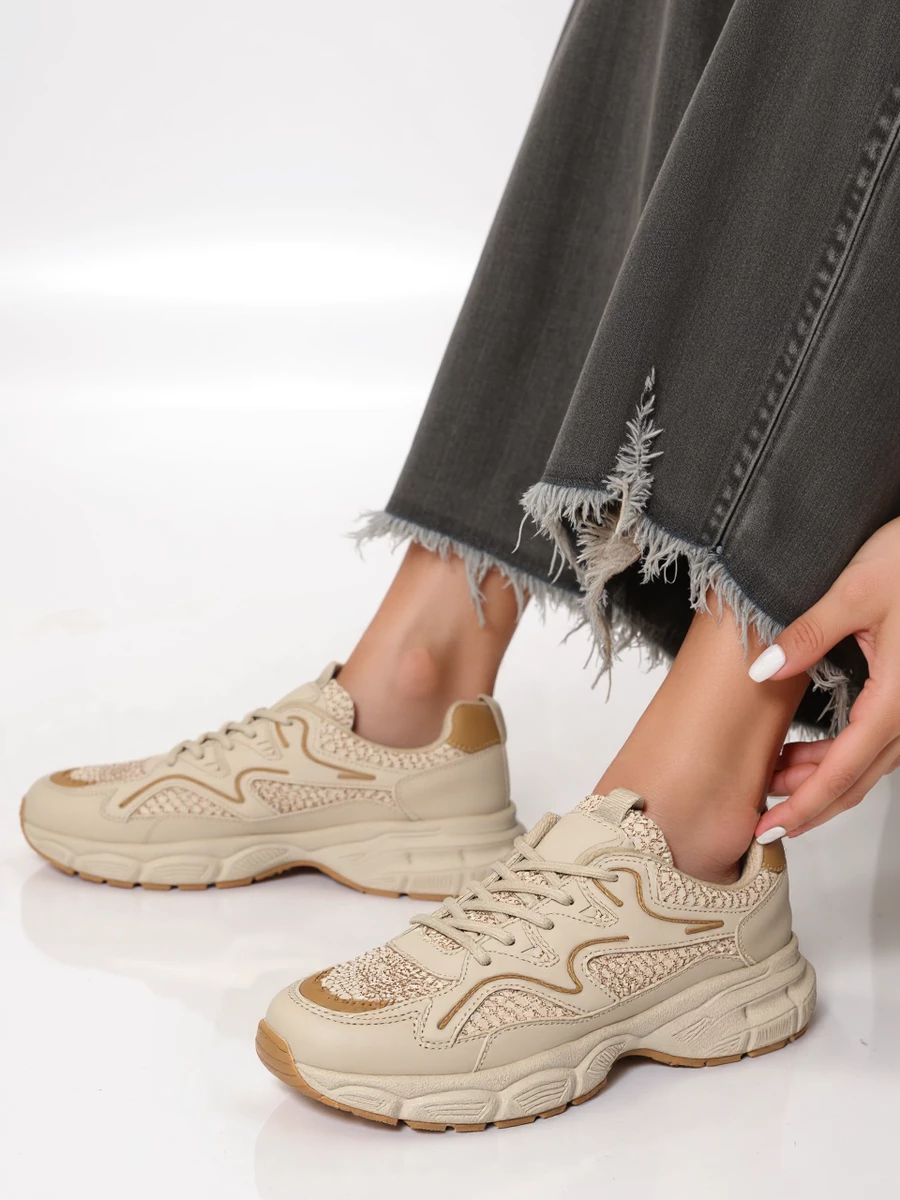 Damskie Sneakersy STELLAR - Beige - obrazek 3