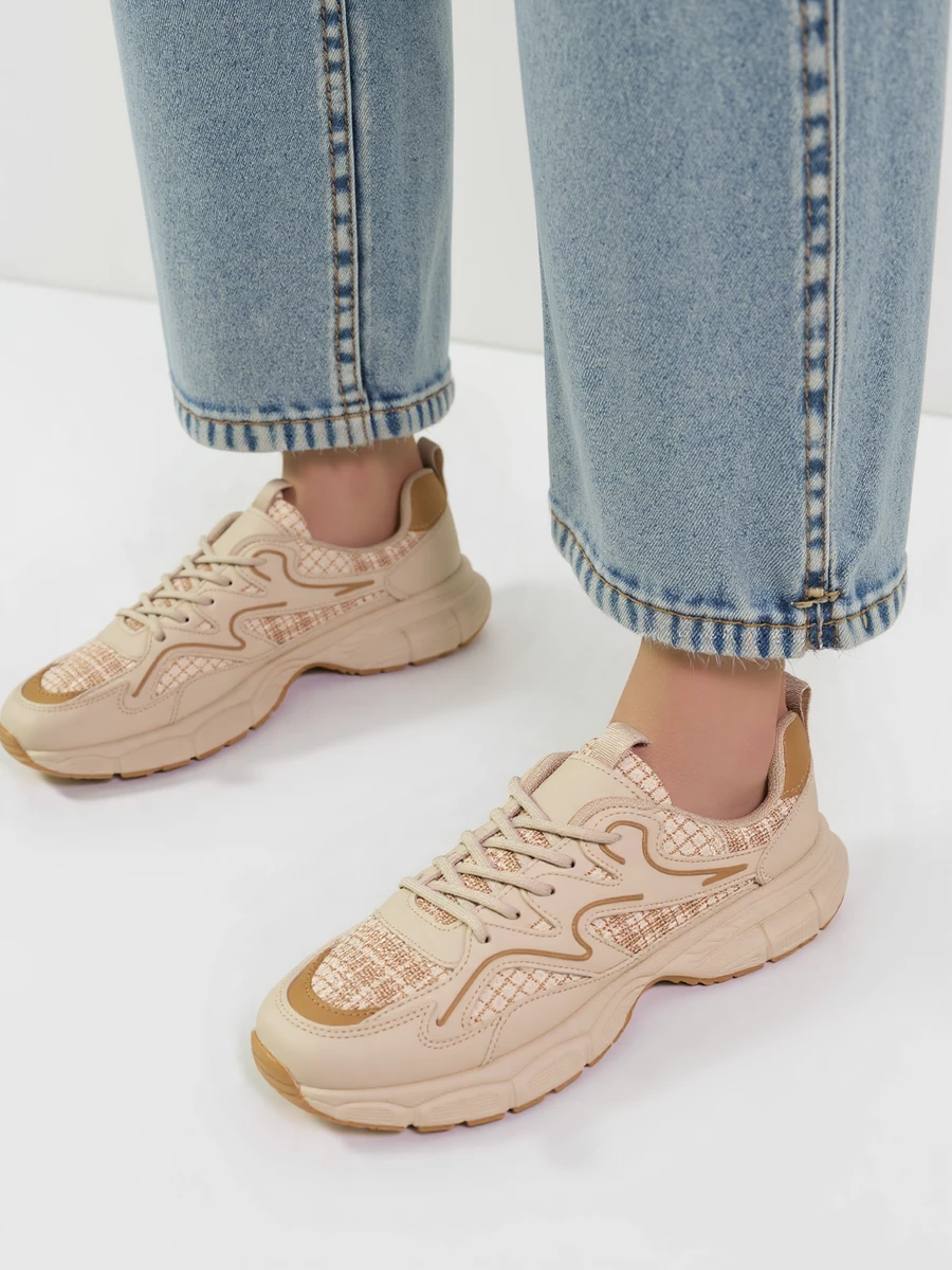 Damskie Sneakersy STELLAR - Beige - obrazek 2