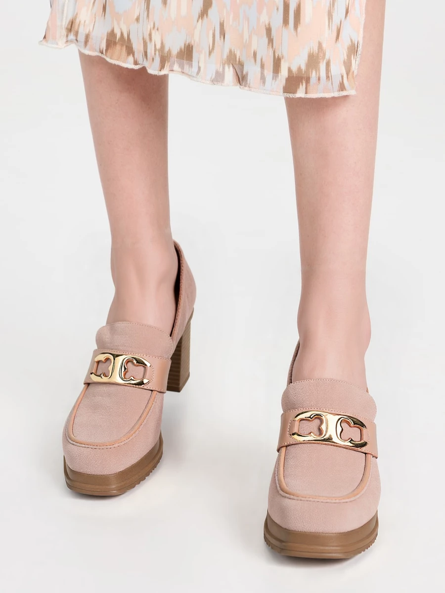 Damskie Loafersy LUX GRACE PINK - Elegancja i Stabilny Obcas - obrazek 2