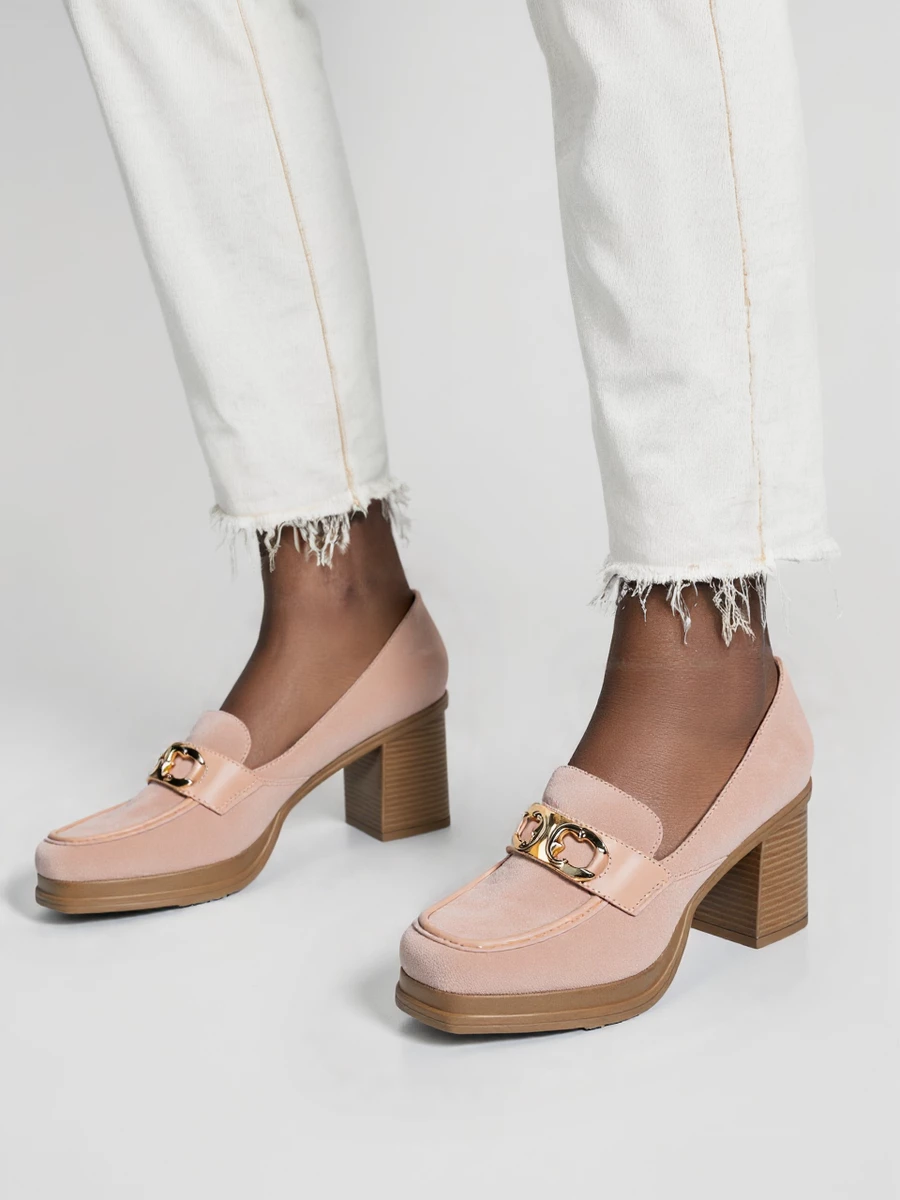 Damskie Loafersy LUX GRACE PINK - Elegancja i Stabilny Obcas - obrazek 4