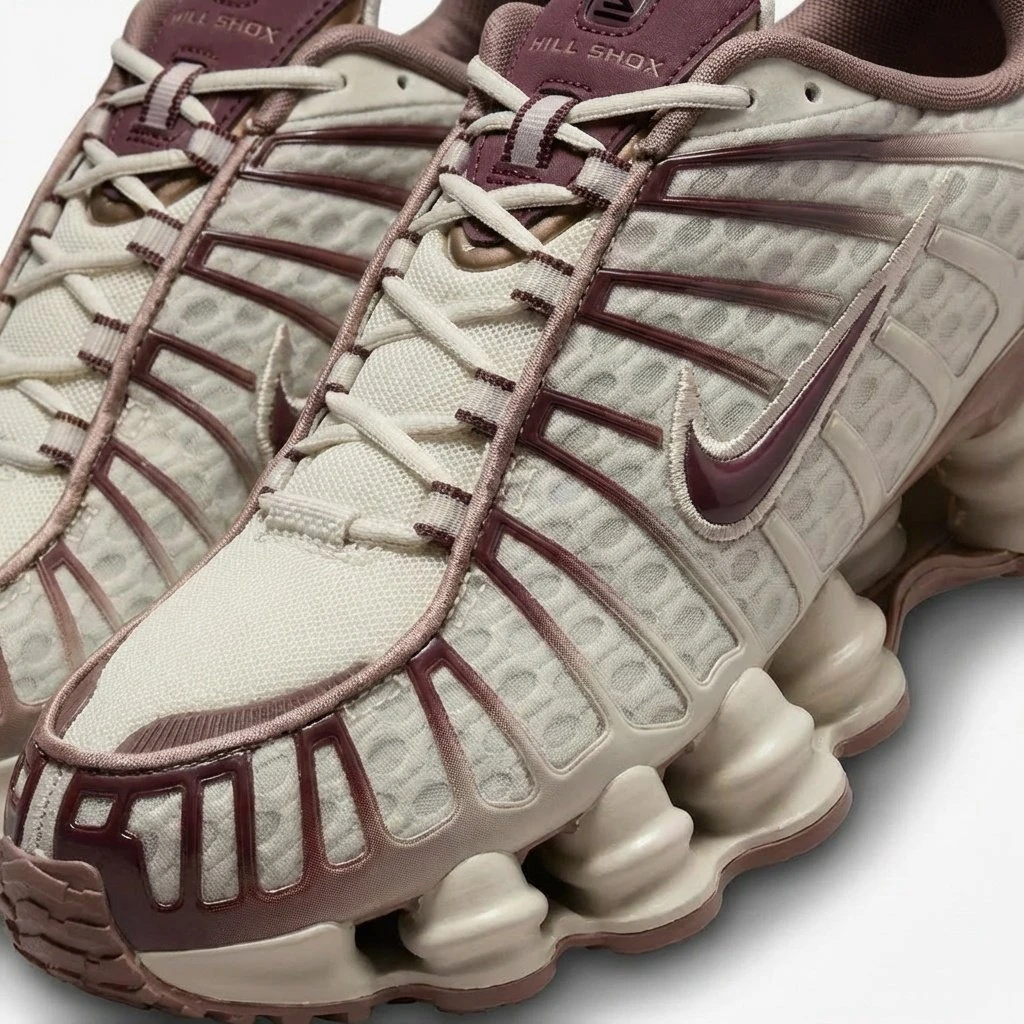 Nike Shox TL IM6013-072 - buty beżowo-bordowo-brązowe - obrazek 7