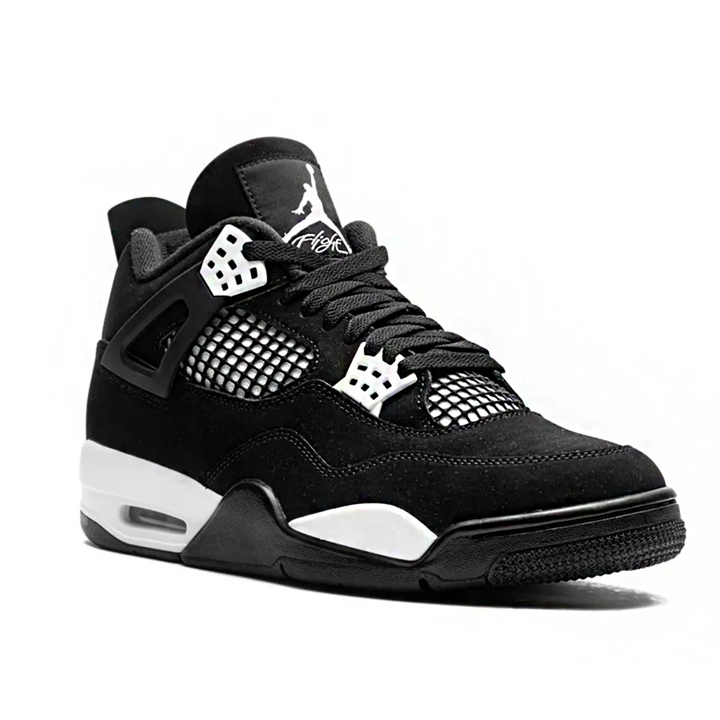 Nike Air Jordan 4 Retro White Thunder FQ8138-001 - buty czarno-białe - obrazek 2