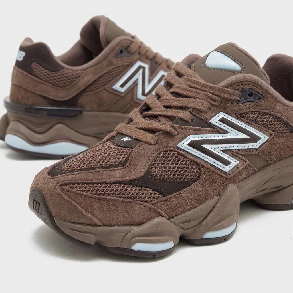 New Balance 9060 Brown Ice U9060622 - buty brązowo-niebieskie - obrazek 5