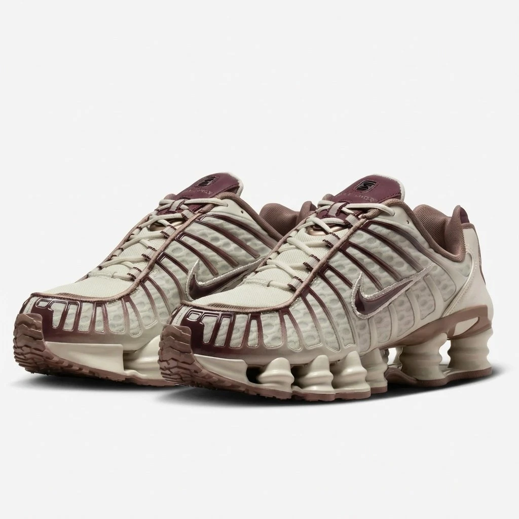 Nike Shox TL IM6013-072 - buty beżowo-bordowo-brązowe - obrazek 6
