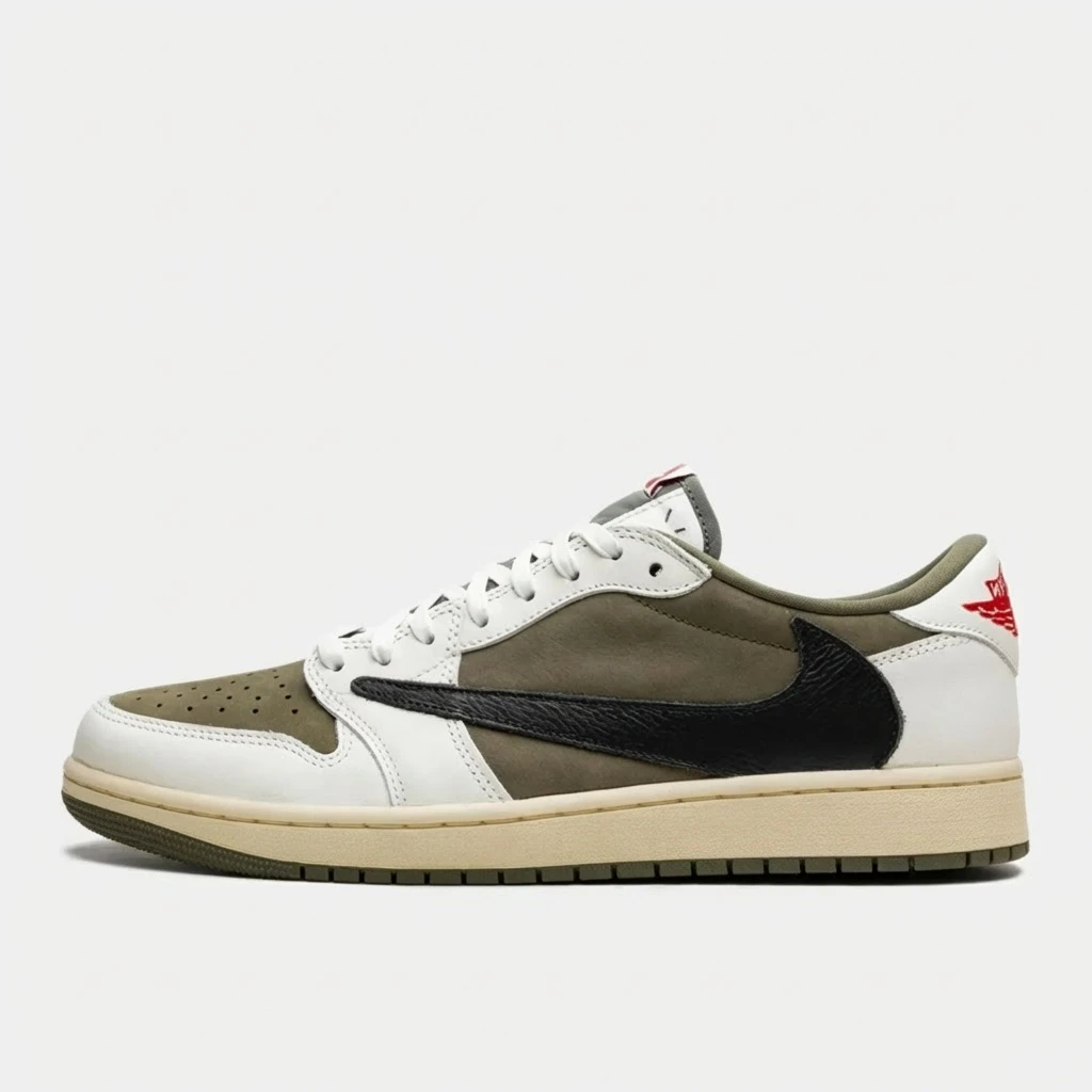 Nike Air Jordan 1 Low OG SP x Travis Scott DM7866-200 - buty oliwkowo-kremowo-czarne - obrazek 7