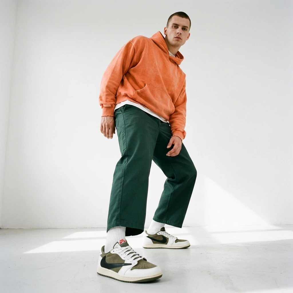 Nike Air Jordan 1 Low OG SP x Travis Scott DM7866-200 - buty oliwkowo-kremowo-czarne - obrazek 2