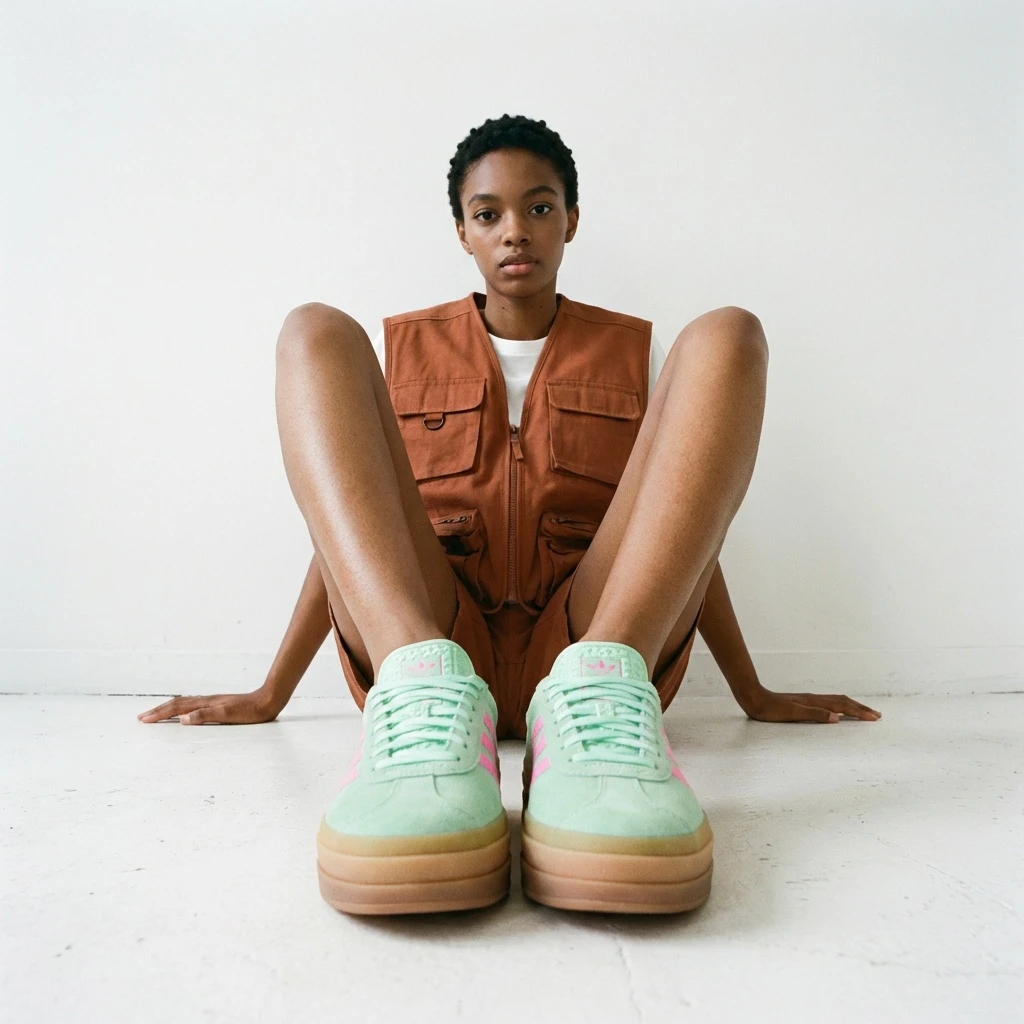 Adidas Gazelle Bold W H06125 - buty miętowo-różowe