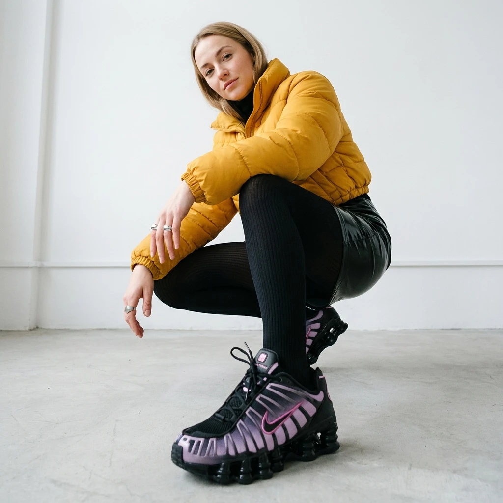 Nike Shox TL IH4485-001 - buty czarno-różowe - obrazek 2