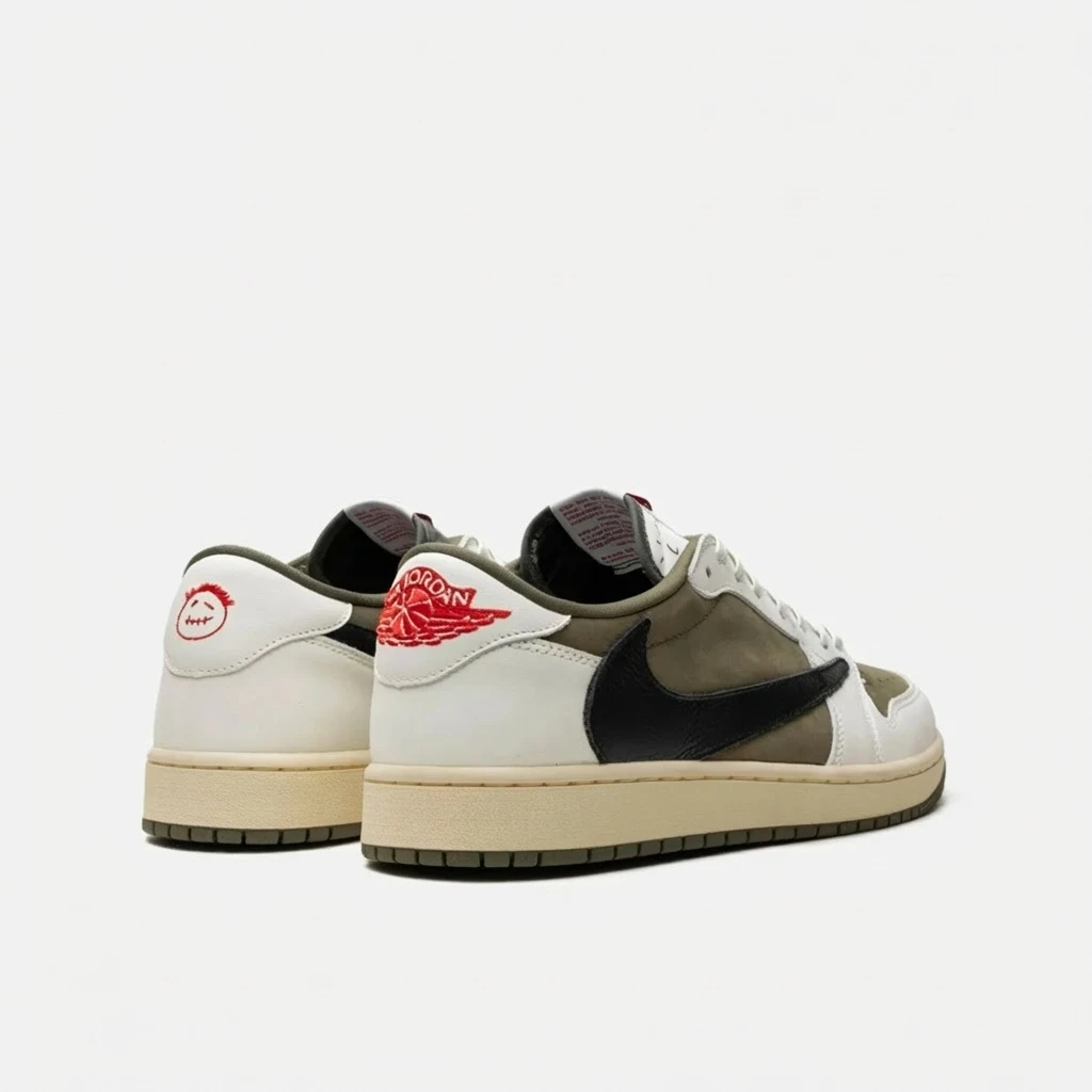 Nike Air Jordan 1 Low OG SP x Travis Scott DM7866-200 - buty oliwkowo-kremowo-czarne - obrazek 4