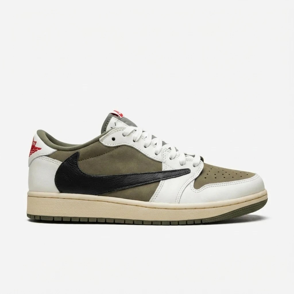 Nike Air Jordan 1 Low OG SP x Travis Scott DM7866-200 - buty oliwkowo-kremowo-czarne - obrazek 6